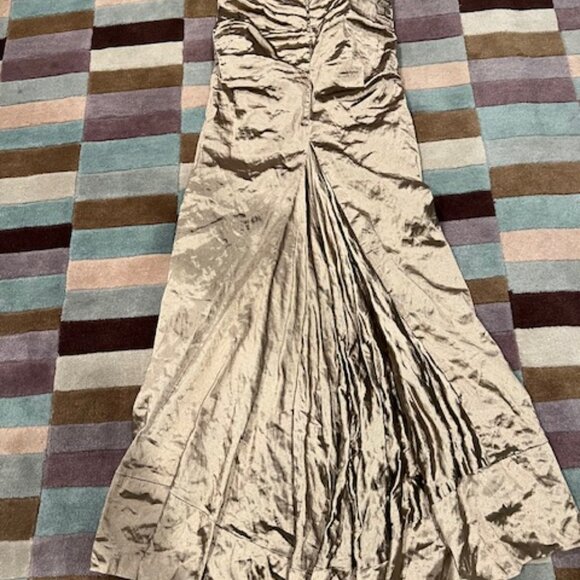 Nicole Miller Ruched Evening Gown, Size 8, Champaign color - Picture 5 of 9